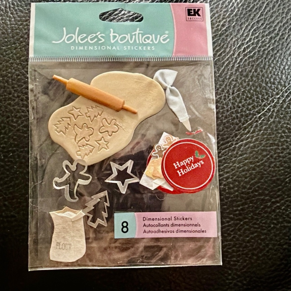⭐️ 8 Jolee’s baking stickers holiday cookies flour cutters rolling pin NIP VHTF